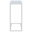 Pemberly Row White Glass Top C-Shaped Sofa Side Table in Chrome