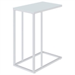Pemberly Row White Glass Top C-Shaped Sofa Side Table in Chrome
