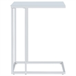 Pemberly Row White Glass Top C-Shaped Sofa Side Table in Chrome