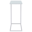 Pemberly Row White Glass Top C-Shaped Sofa Side Table in Chrome