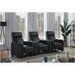Pemberly Row Upholstered Tufted 3-Recliner Set with 2 Consoles in Black