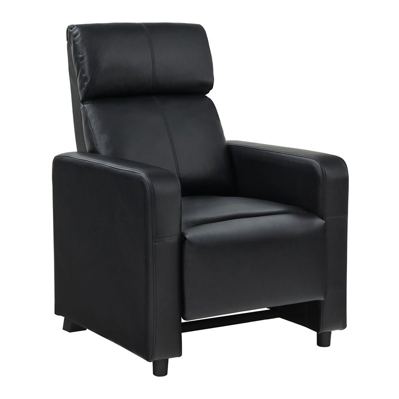 Pemberly Row Upholstered Tufted 3-Recliner Set with 2 Consoles in Black