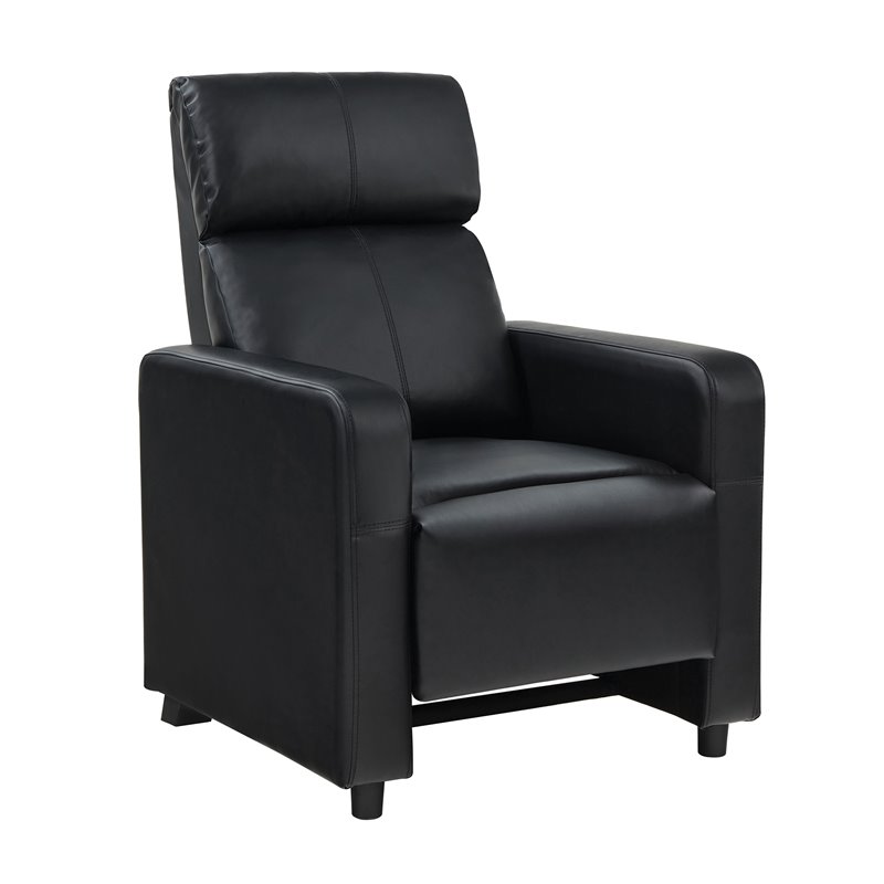 Pemberly Row Upholstered Tufted 4-Recliner Set with 1 Console in Black