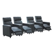 Pemberly Row Upholstered Tufted 4-Recliner Set with 1 Console in Black