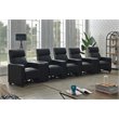 Pemberly Row Upholstered Tufted 5-Recliner Set with 2 Consoles in Black