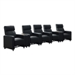 Pemberly Row Upholstered Tufted 5-Recliner Set with 2 Consoles in Black