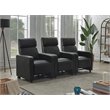 Pemberly Row Upholstered Tufted 3-Recliner Home Theater Set in Black