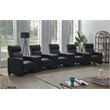 Pemberly Row Upholstered Tufted 5-Recliner Set with 4 Consoles in Black