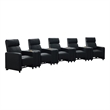Pemberly Row Upholstered Tufted 5-Recliner Set with 4 Consoles in Black
