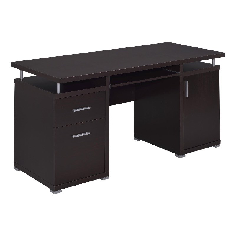 Pemberly Row 55-inch 2-drawer Wood Office Computer Desk in Cappuccino