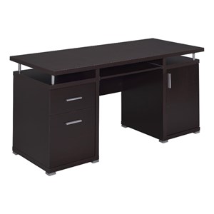 Pemberly Row 55-inch 2-drawer Wood Office Computer Desk in Cappuccino