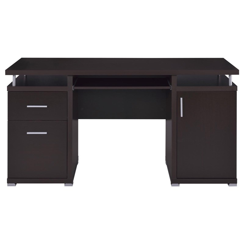 Pemberly Row 55-inch 2-drawer Wood Office Computer Desk in Cappuccino