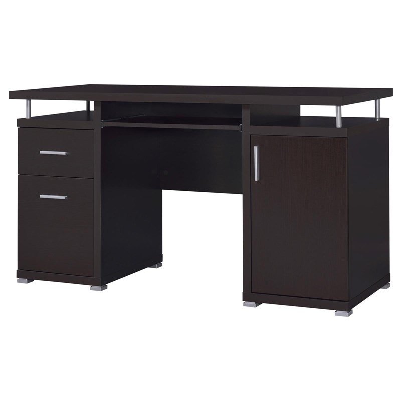 Pemberly Row 55-inch 2-drawer Wood Office Computer Desk in Cappuccino