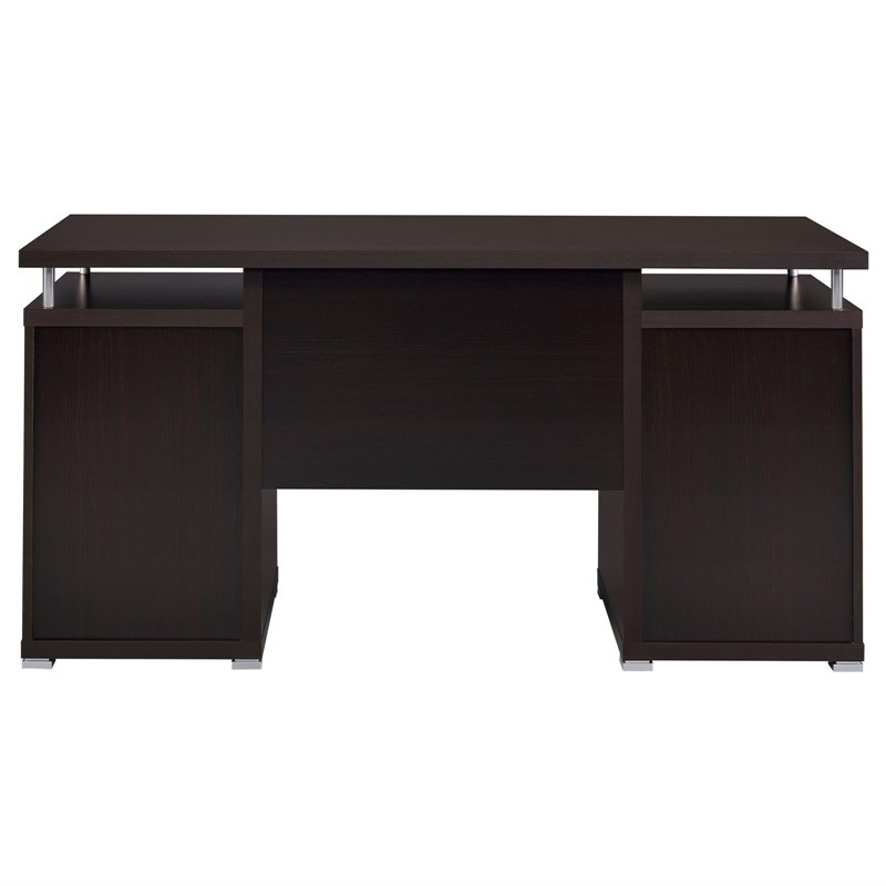 Pemberly Row 55-inch 2-drawer Wood Office Computer Desk in Cappuccino