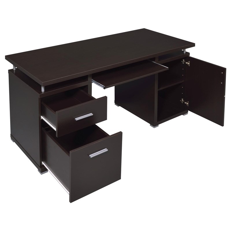 Pemberly Row 55-inch 2-drawer Wood Office Computer Desk in Cappuccino