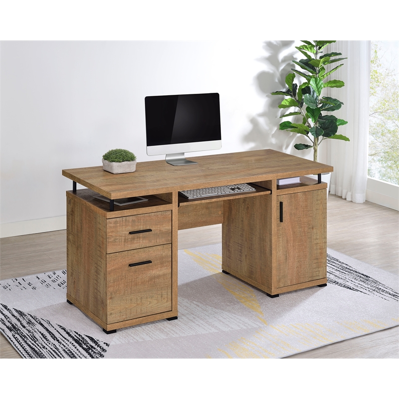 Pemberly Row 55-inch 2-drawer Engineered Wood Office Computer Desk in Mango