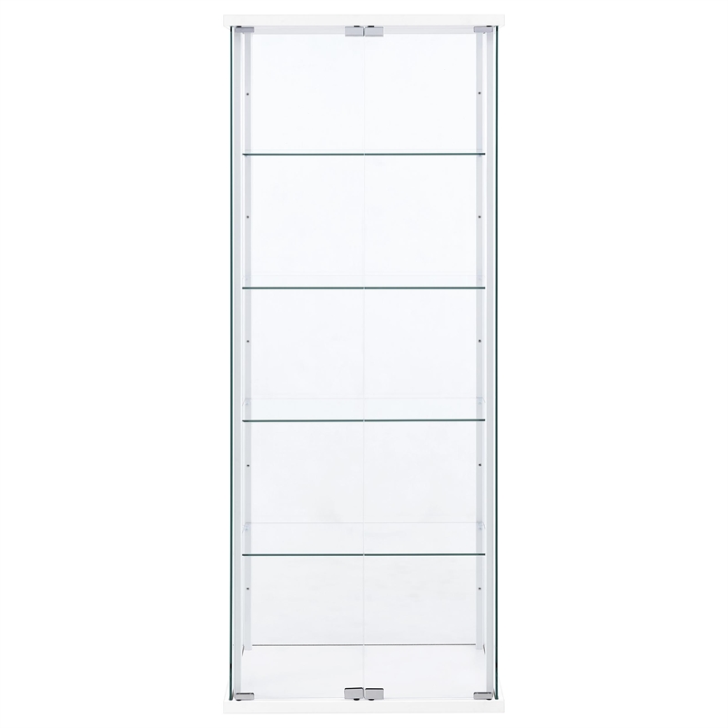 pemberly row 4-shelf engineered wood and glass curio cabinet in white