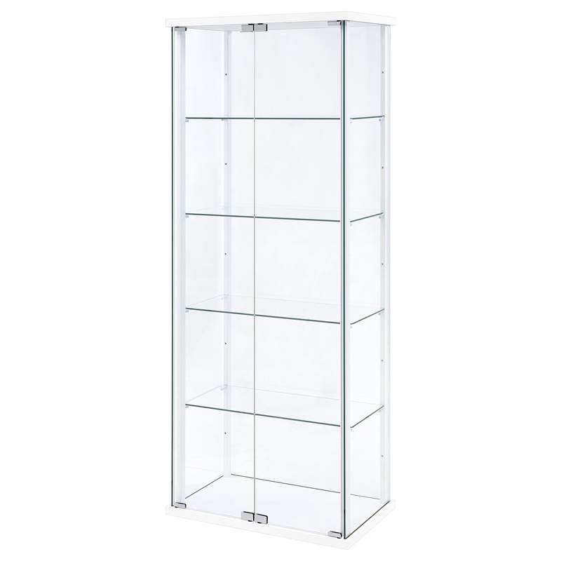 pemberly row 4-shelf engineered wood and glass curio cabinet in white