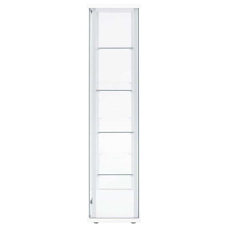 pemberly row 4-shelf engineered wood and glass curio cabinet in white