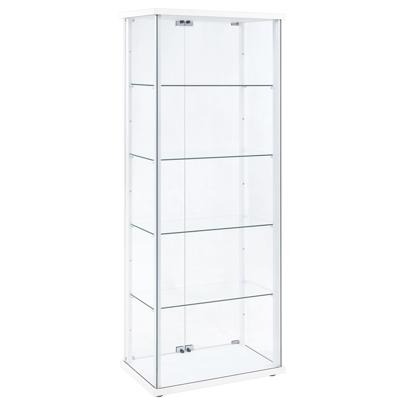 pemberly row 4-shelf engineered wood and glass curio cabinet in white