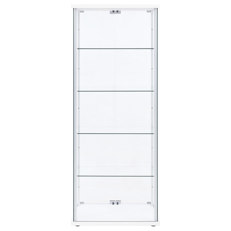 pemberly row 4-shelf engineered wood and glass curio cabinet in white