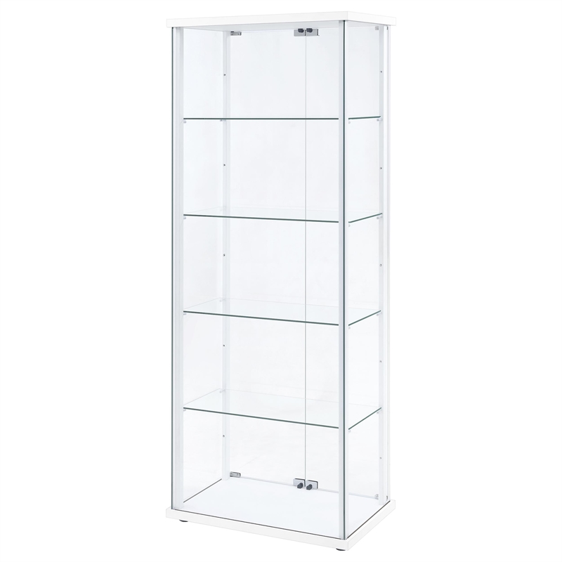 pemberly row 4-shelf engineered wood and glass curio cabinet in white
