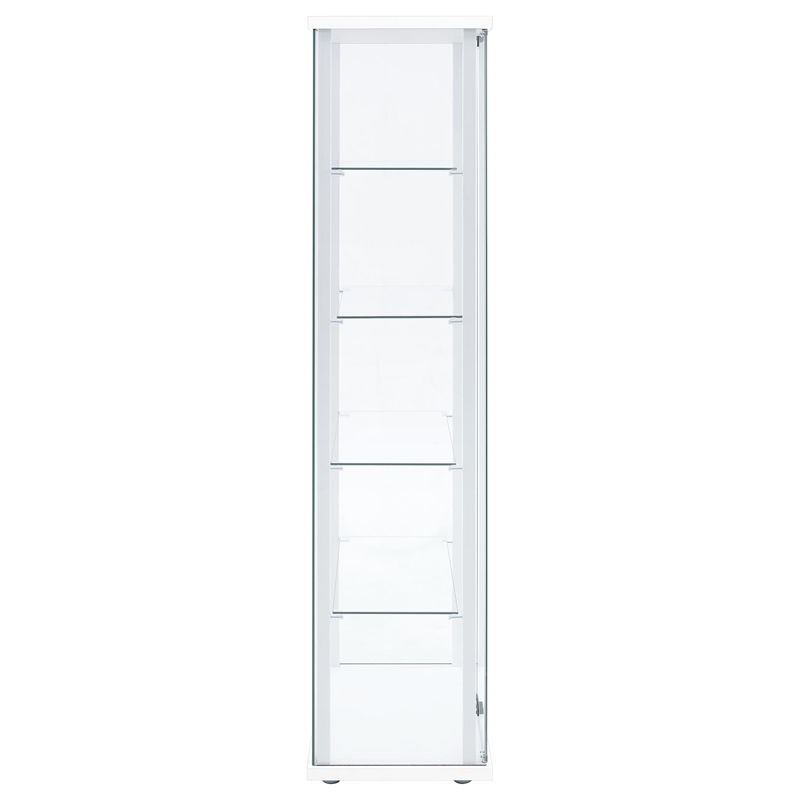 pemberly row 4-shelf engineered wood and glass curio cabinet in white