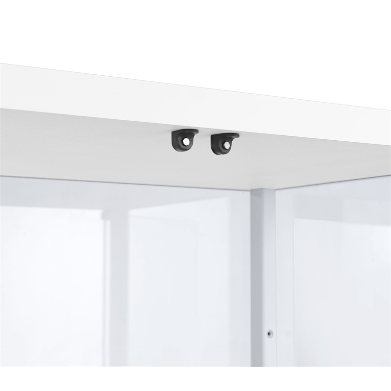 pemberly row 4-shelf engineered wood and glass curio cabinet in white