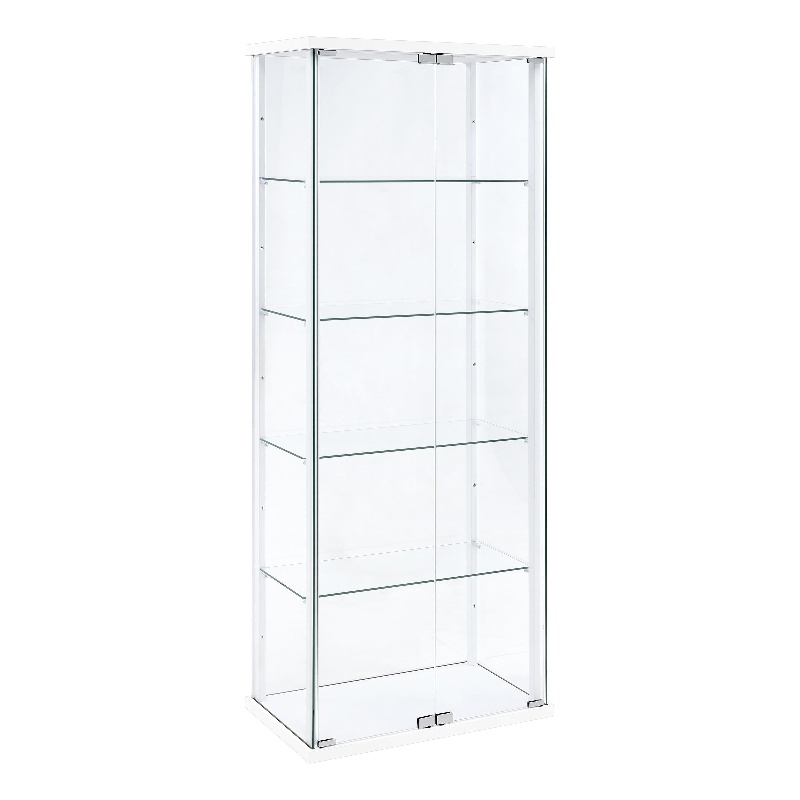 Pemberly Row 4-Shelf Engineered Wood and Glass Curio Cabinet in White