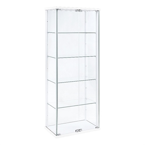 Pemberly Row 4-Shelf Engineered Wood and Glass Curio Cabinet in White