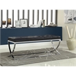 Pemberly Row Leatherette Upholstered Tufted Accent Bench in Black