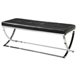 Pemberly Row Leatherette Upholstered Tufted Accent Bench in Black