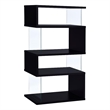 Pemberly Row 63-inch 4-shelf Tempered Glass Panel Bookshelf in Black