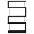 Pemberly Row 63-inch 4-shelf Tempered Glass Panel Bookshelf in Black