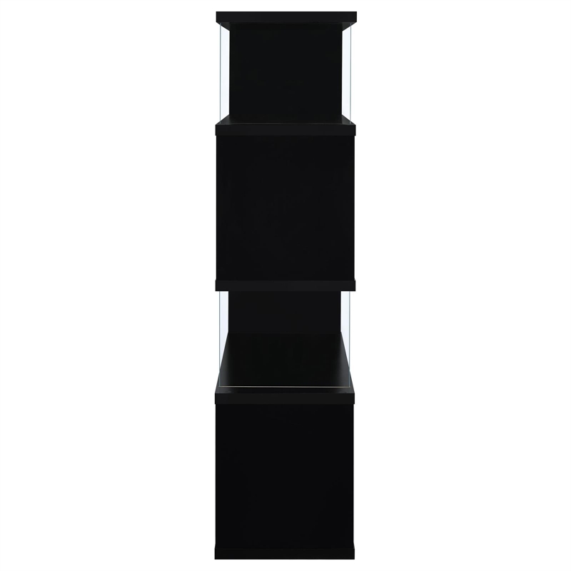 Pemberly Row 63-inch 4-shelf Tempered Glass Panel Bookshelf in Black