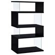 Pemberly Row 63-inch 4-shelf Tempered Glass Panel Bookshelf in Black