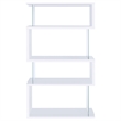 Pemberly Row 63-inch 4-shelf Tempered Glass Panel Bookshelf in White