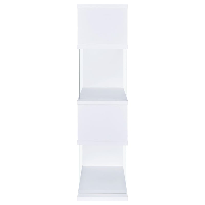 Pemberly Row 63-inch 4-shelf Tempered Glass Panel Bookshelf in White