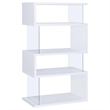Pemberly Row 63-inch 4-shelf Tempered Glass Panel Bookshelf in White