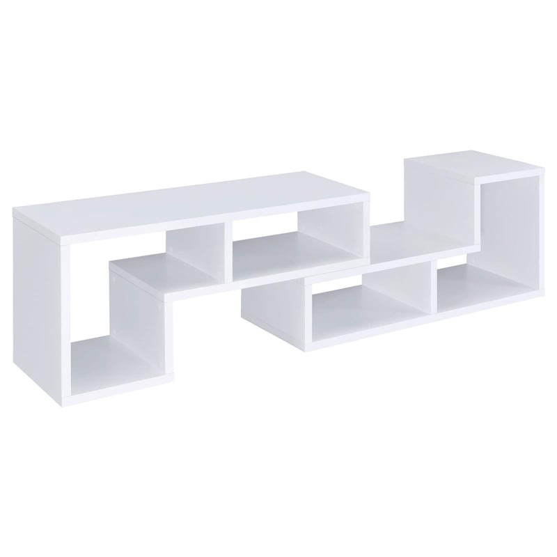 Pemberly Row Multipurpose 2-piece L-Shape TV Stand and Bookshelf in White