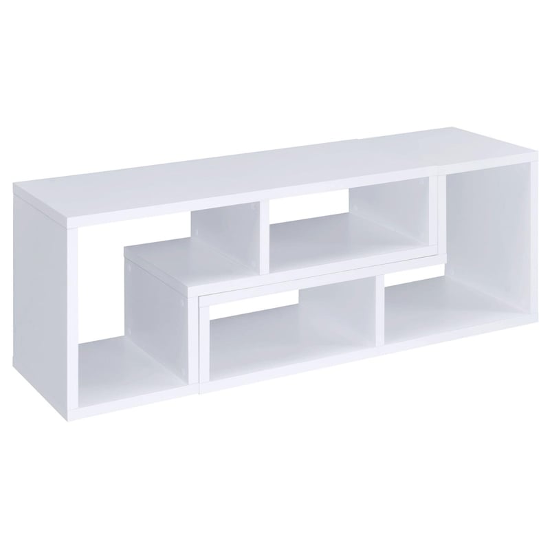 Pemberly Row Multipurpose 2-piece L-Shape TV Stand and Bookshelf in White