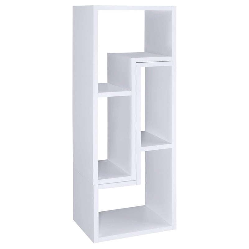 Pemberly Row Multipurpose 2-piece L-Shape TV Stand and Bookshelf in White