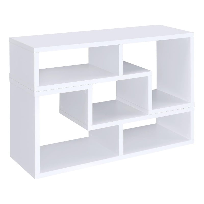 Pemberly Row Multipurpose 2-piece L-Shape TV Stand and Bookshelf in White