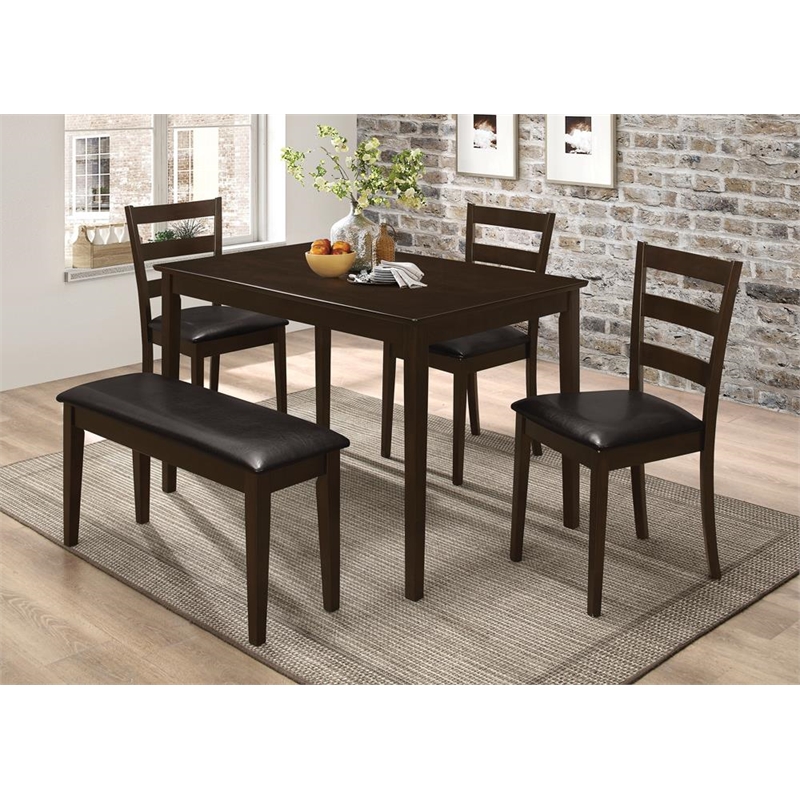 Pemberly Row 5-piece Rectangular Dining Table Set in Cappuccino