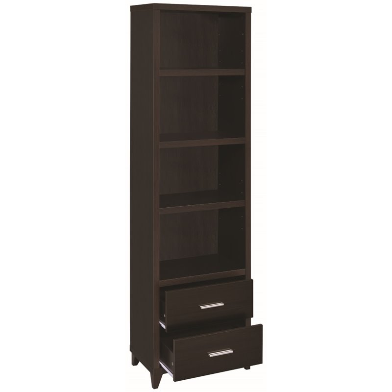 Pemberly Row 4-shelf Engineered Wood Media Tower in Cappuccino