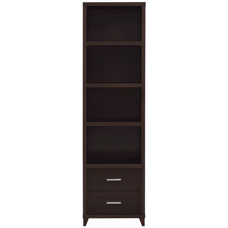 Pemberly Row 4-shelf Engineered Wood Media Tower in Cappuccino