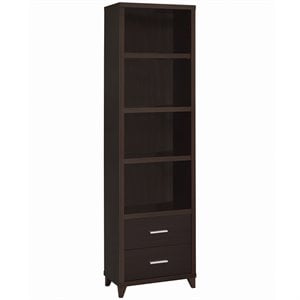 Pemberly Row 4-shelf Engineered Wood Media Tower in Cappuccino