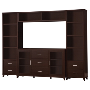Pemberly Row 4-piece 60-inch TV Entertainment Center in Cappuccino