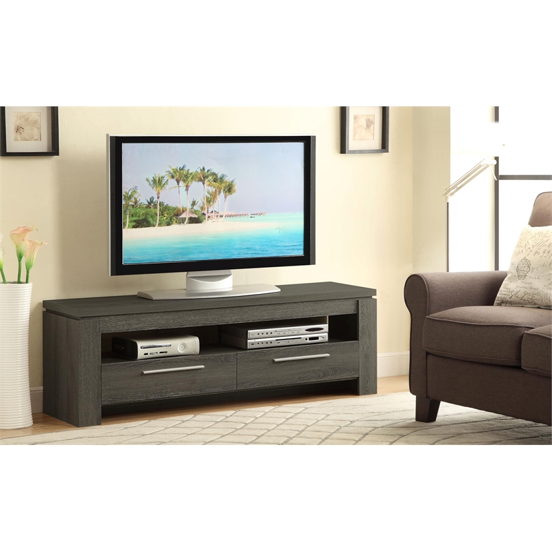 Pemberly Row 2-drawer Engineered Wood 59-inch TV Stand in Weathered Grey