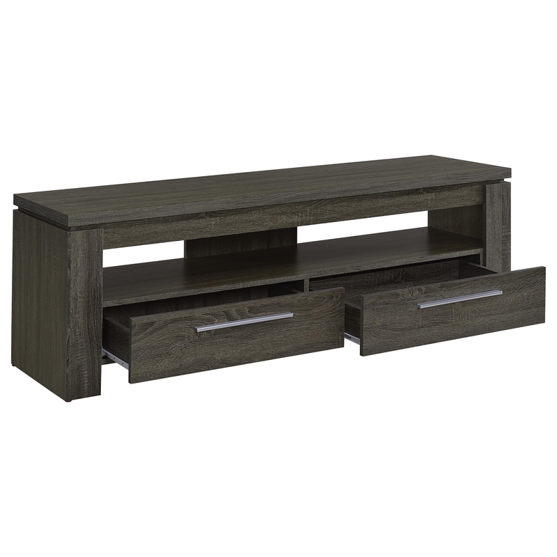 Pemberly Row 2-drawer Engineered Wood 59-inch TV Stand in Weathered Grey